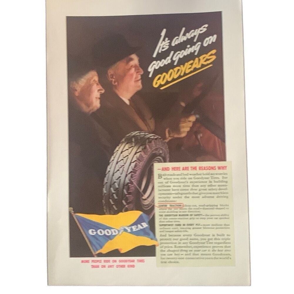 Vintage 1937 Goodyear Tires Going Good Ad Advertisement